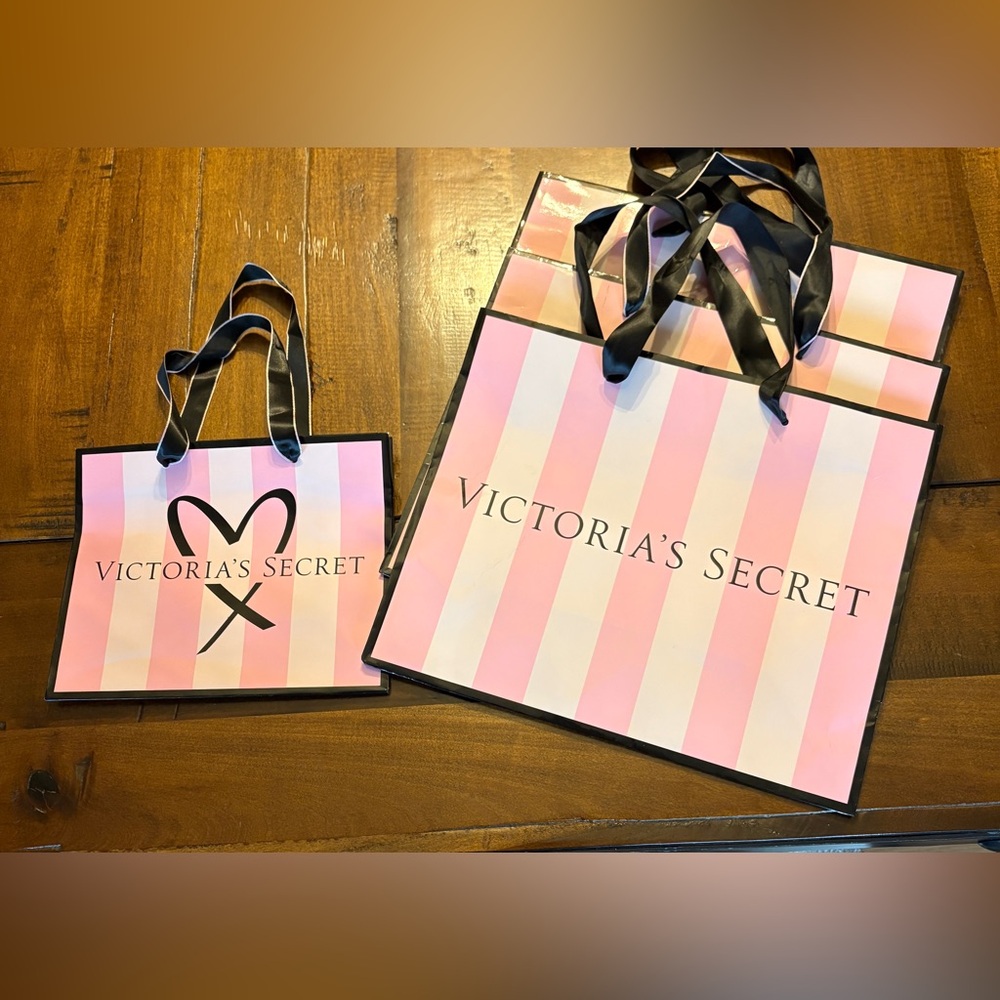 Victoria's Secret Pink Striped Shopping Bags